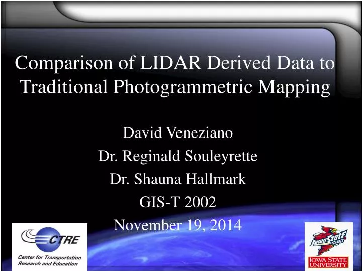 comparison of lidar derived data to traditional photogrammetric mapping