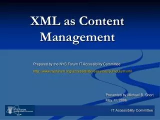 XML as Content Management
