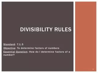 Divisibility Rules