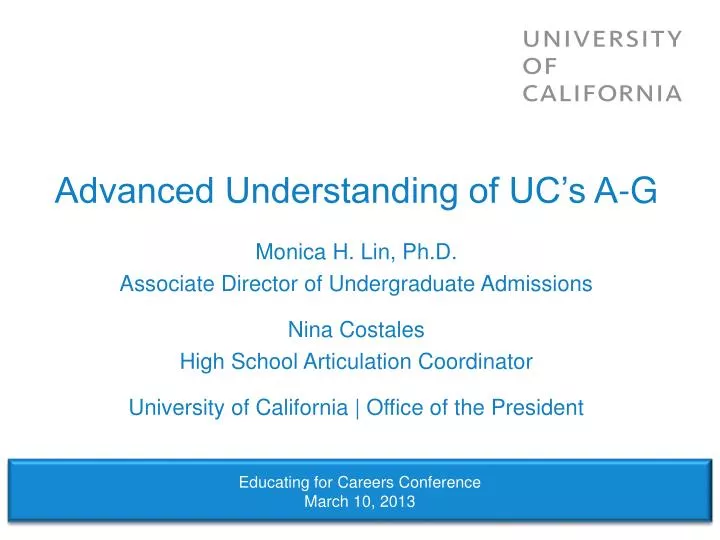 advanced understanding of uc s a g