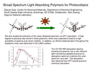 Broad Spectrum Light Absorbing Polymers for Photovoltaics