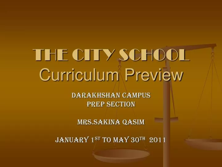 the city school curriculum preview