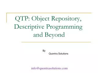 qtp object repository descriptive programming and beyond