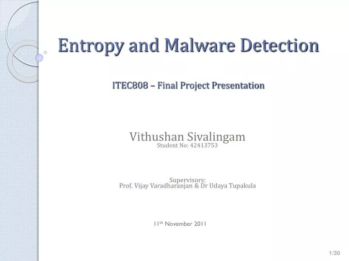 entropy and malware detection itec808 final project presentation