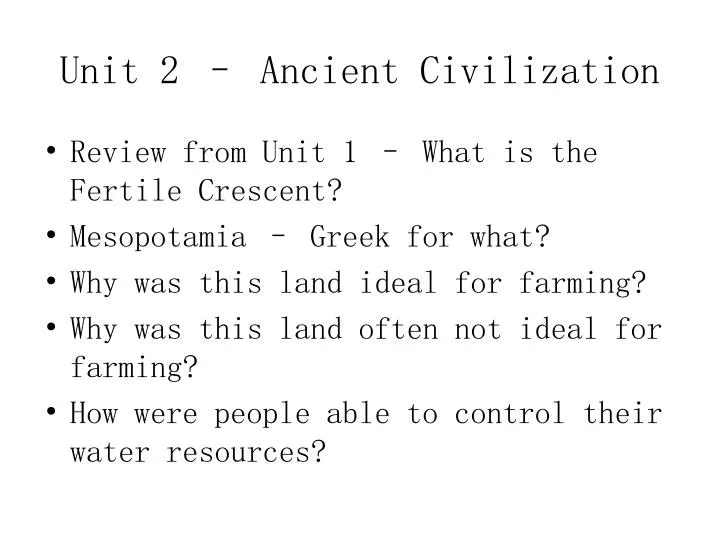 unit 2 ancient civilization