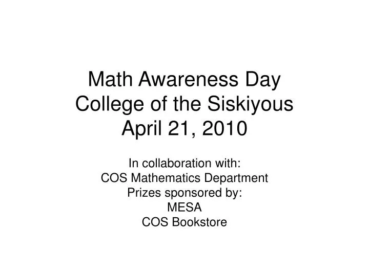 math awareness day college of the siskiyous april 21 2010