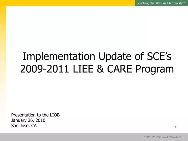 implementation update of sce s 2009 2011 liee care program