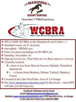 November 1 st PRIME barrel race