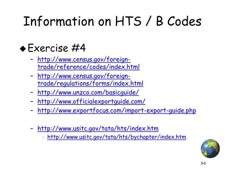 information on hts b codes