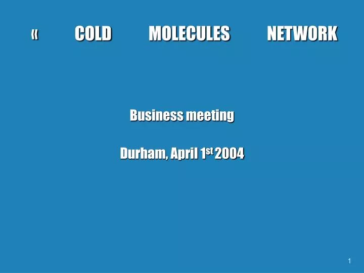 cold molecules network