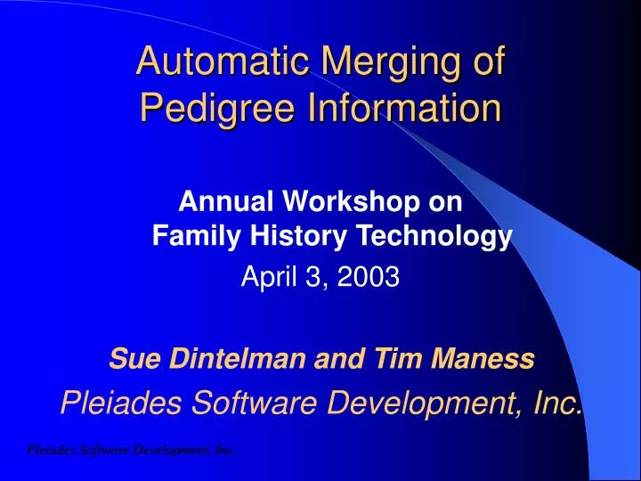 automatic merging of pedigree information