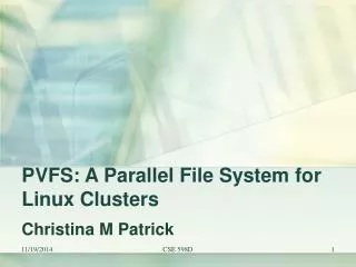 PVFS: A Parallel File System for Linux Clusters