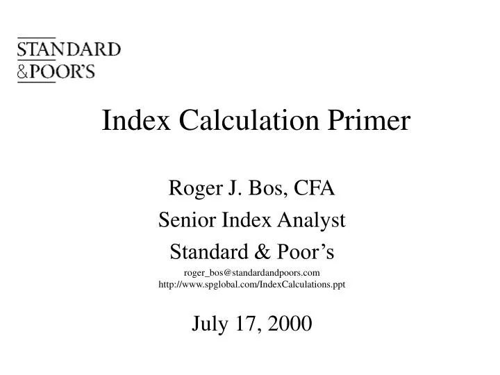 index calculation primer