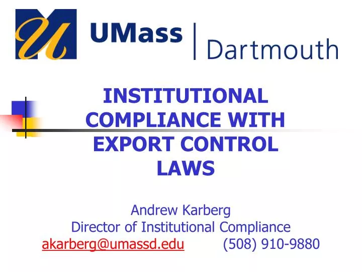 institutional compliance with export control laws