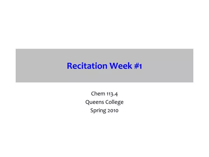 recitation week 1