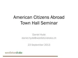 American Citizens Abroad Town Hall Seminar