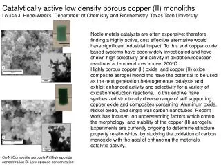 Catalytically active low density porous copper (II) monoliths