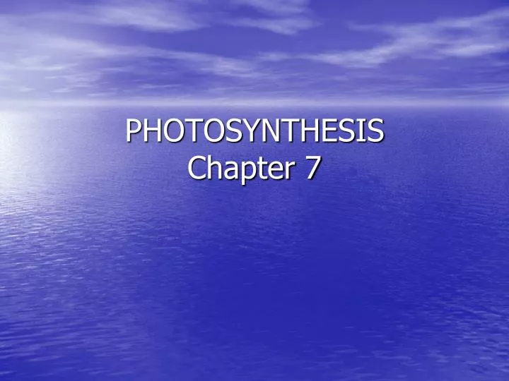 photosynthesis chapter 7