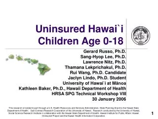 uninsured hawai i children age 0 18