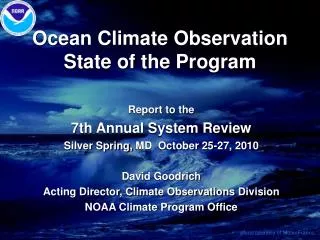 Ocean Climate Observation State of the Program