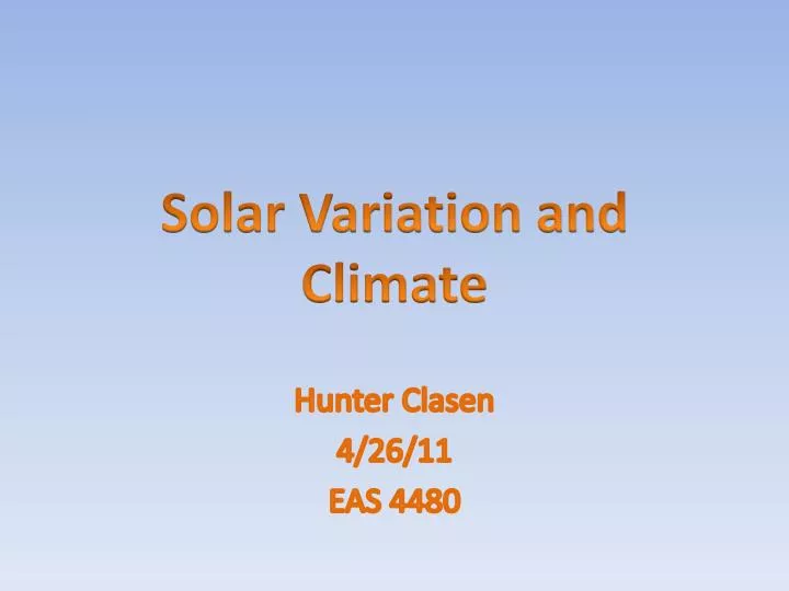 solar variation and climate