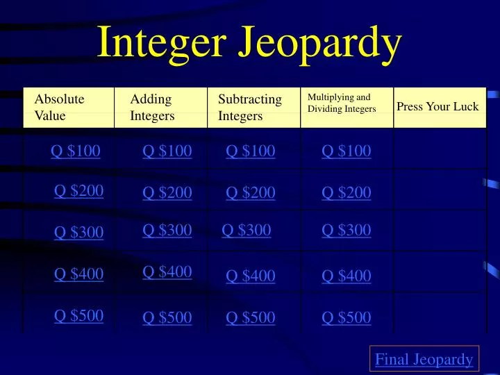 integer jeopardy