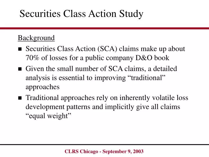 securities class action study
