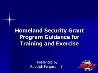 homeland security grant program guidance for training and exercise