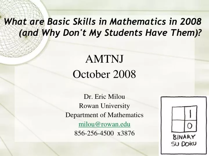 what are basic skills in mathematics in 2008 and why don t my students have them
