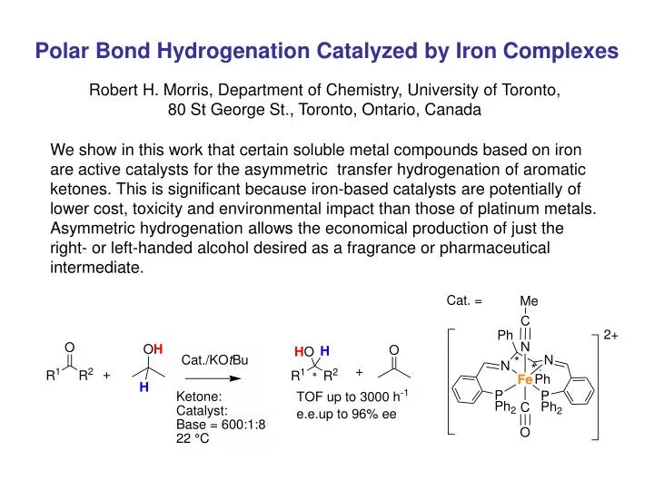 polar bond hydrogenation catalyzed by iron complexes