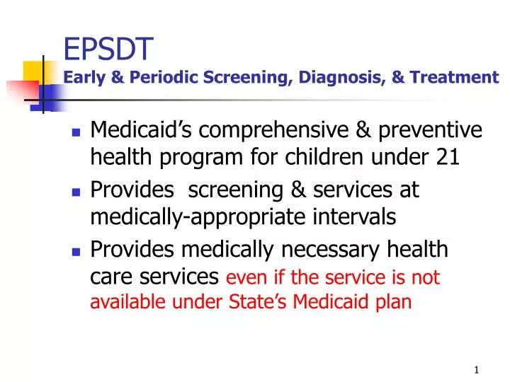 epsdt early periodic screening diagnosis treatment