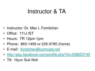 Instructor &amp; TA