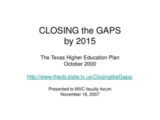 CLOSING the GAPS by 2015
