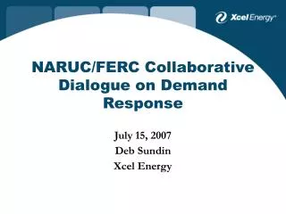 NARUC/FERC Collaborative Dialogue on Demand Response