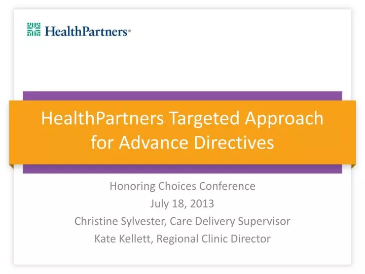 healthpartners targeted approach for advance directives