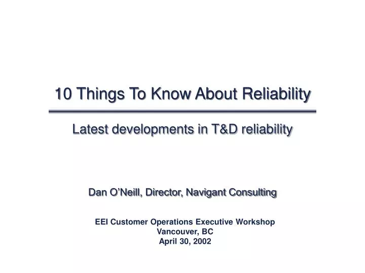 10 things to know about reliability