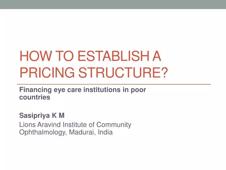 how to establish a pricing structure