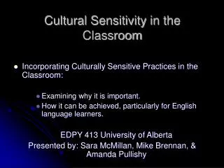 Cultural Sensitivity in the Classroom