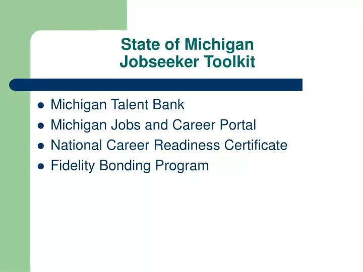 state of michigan jobseeker toolkit