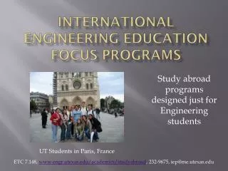 International Engineering Education Focus Programs