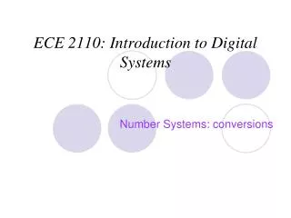 ECE 2110: Introduction to Digital Systems