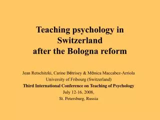 Teaching psychology in Switzerland after the Bologna reform