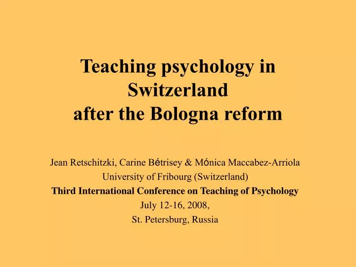 teaching psychology in switzerland after the bologna reform