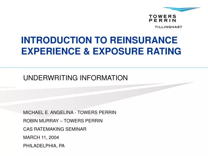 introduction to reinsurance experience exposure rating