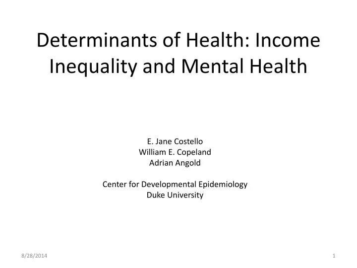 determinants of health income inequality and mental health