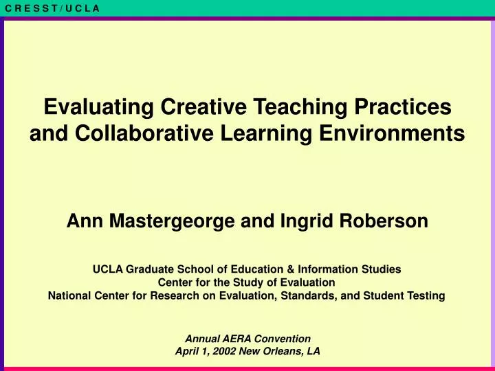 evaluating creative teaching practices and collaborative learning environments