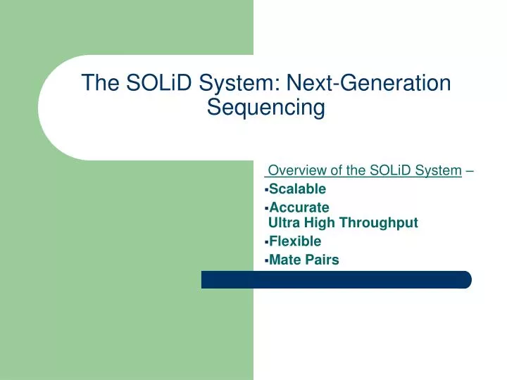 the solid system next generation sequencing