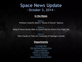 Space News Update - October 3, 2014 -