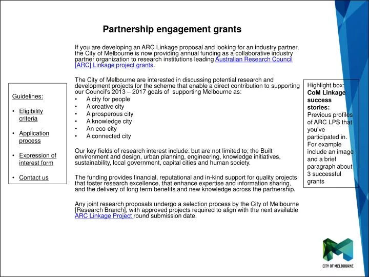 partnership engagement grants