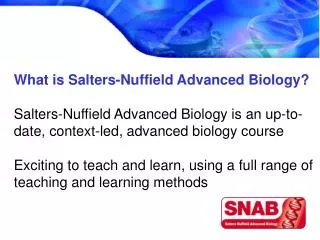What is Salters-Nuffield Advanced Biology?